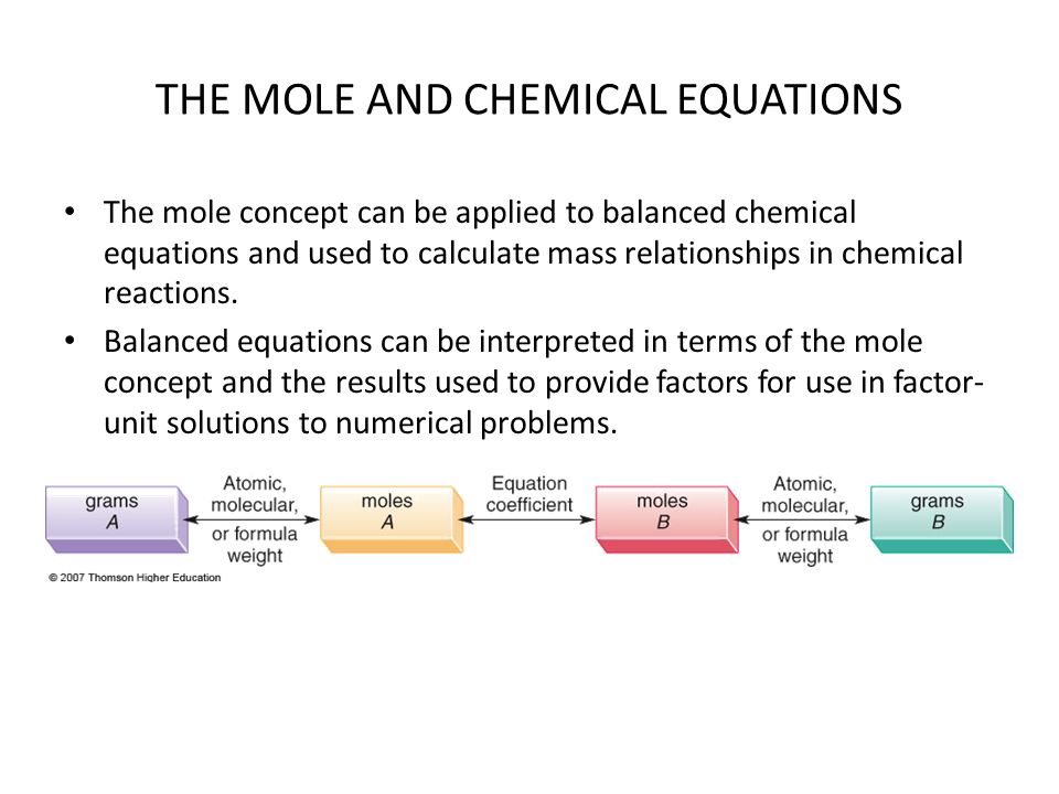 Chem 121 Overview Part 2 Balanced Chemical Equations A The Mole And Chemical Equations Concept Can Be Applied To Balanced