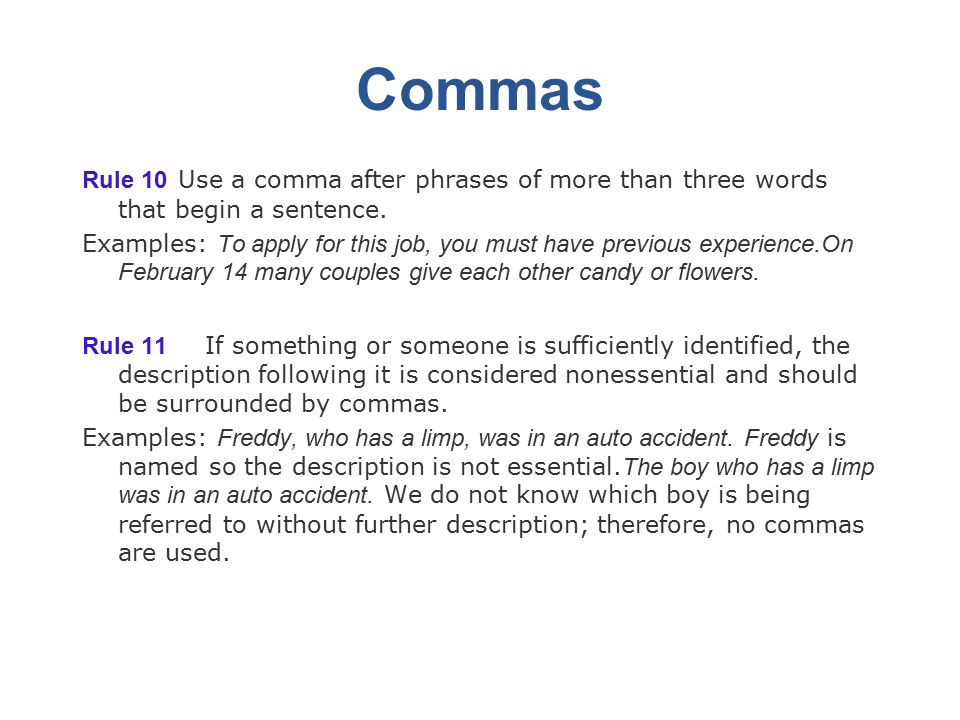 capitalization punctuation rules capitalization rules rule 1 when should i use a comma
