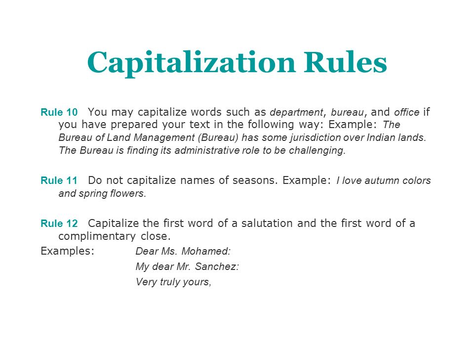 captilzation rules coles captilzation rules coles
