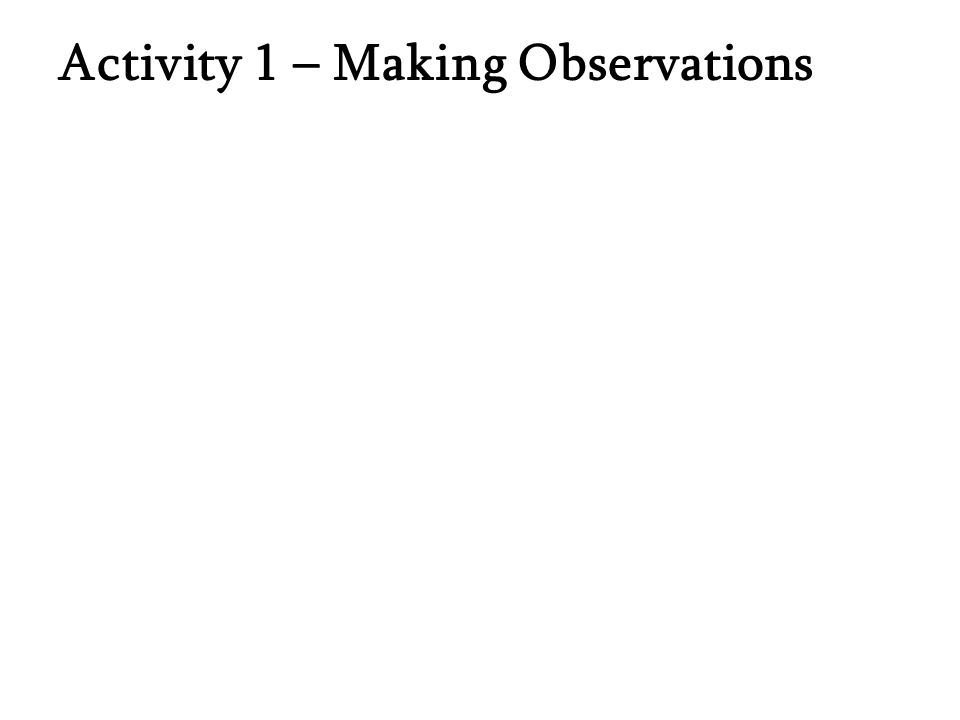 Activity 1 – Making Observations