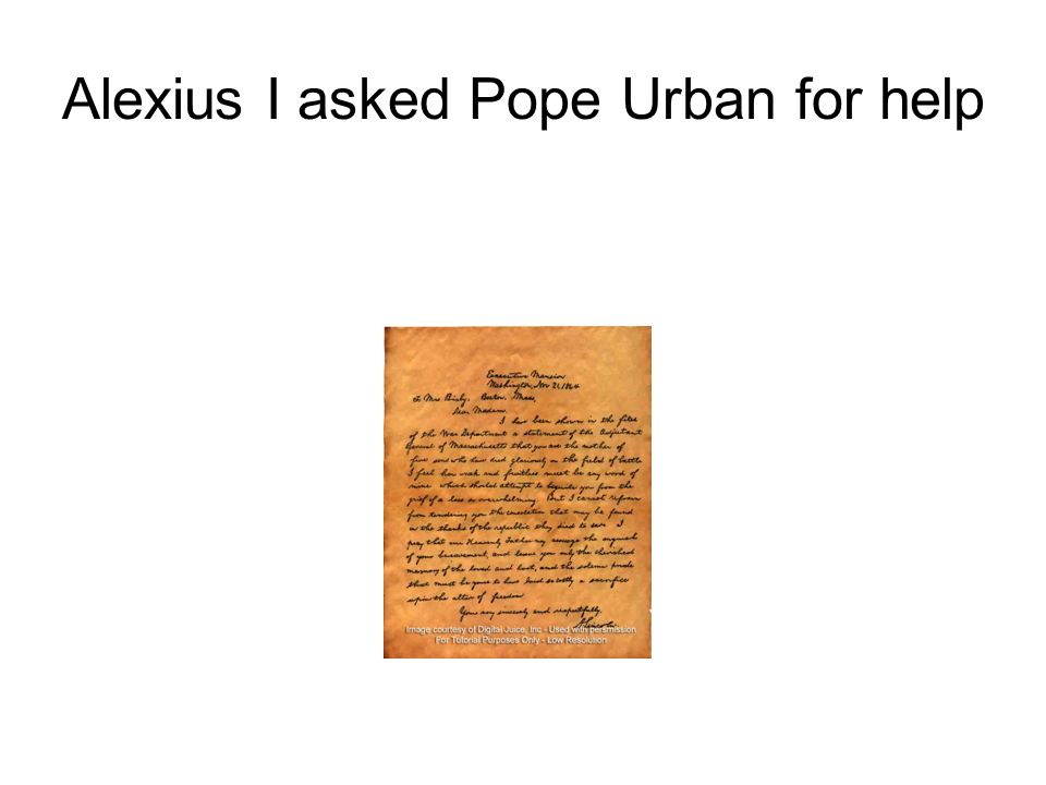 Alexius I asked Pope Urban for help