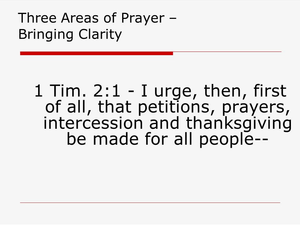 Three Areas of Prayer – Bringing Clarity 1 Tim.