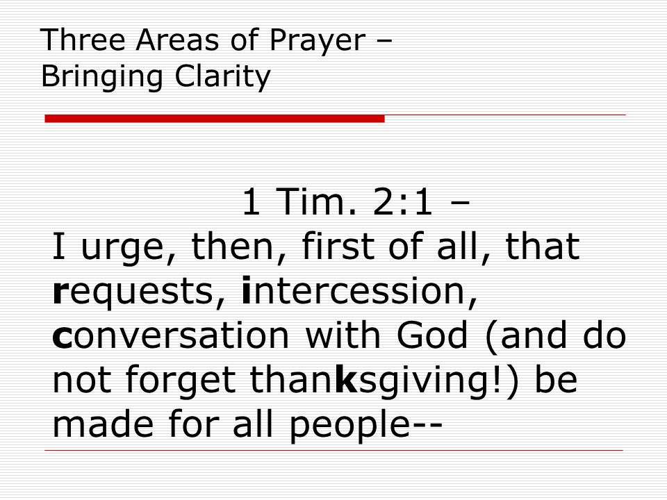 Three Areas of Prayer – Bringing Clarity 1 Tim.