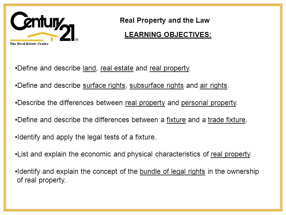 objectives of real estate