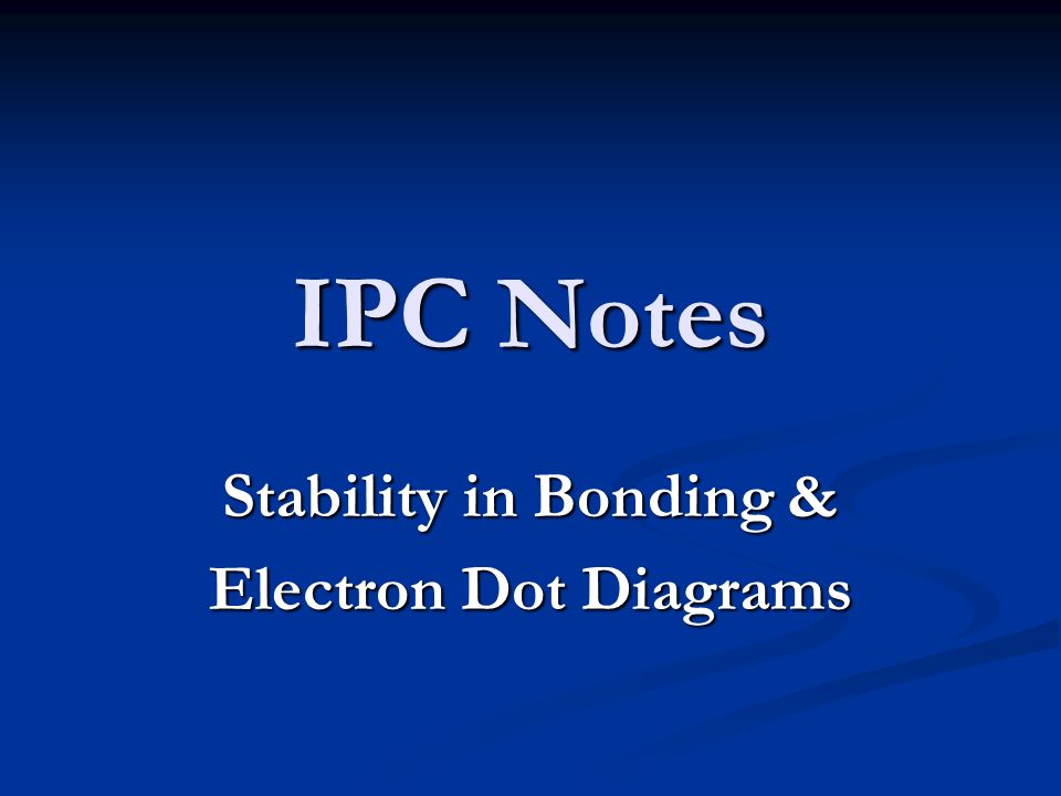 IPC Notes Stability in Bonding & Electron Dot Diagrams