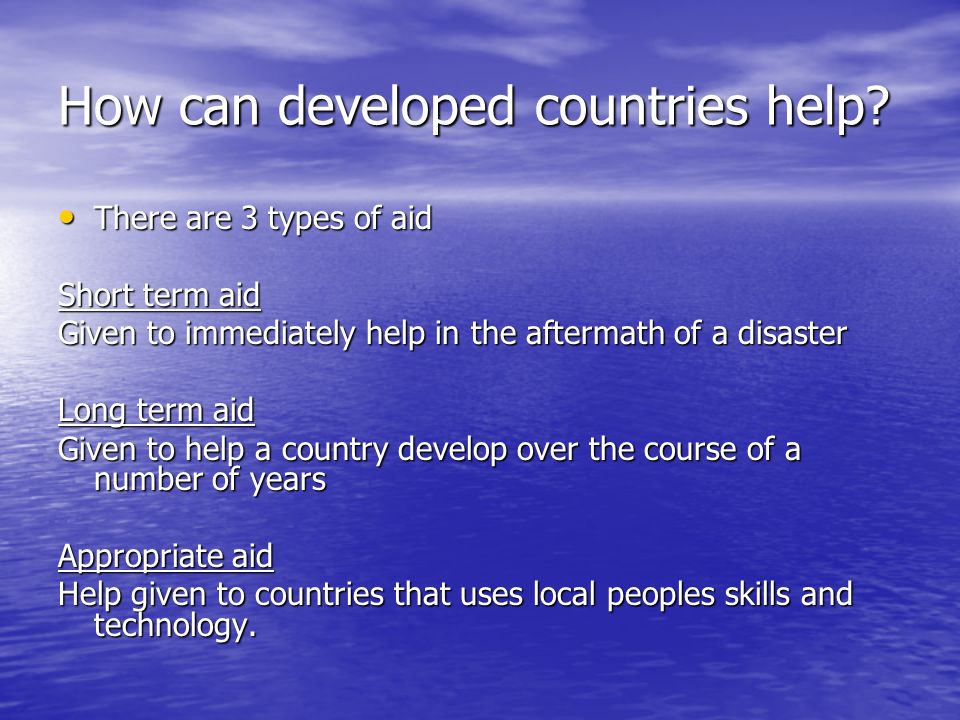 How can developed countries help.