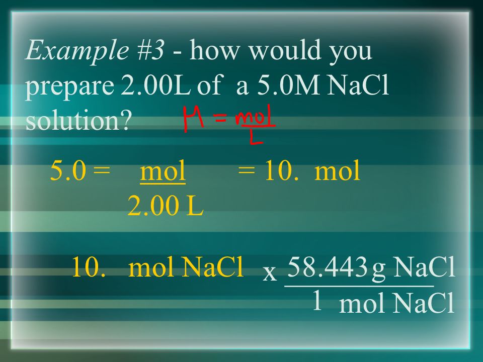 M = mol L = mol/L or M