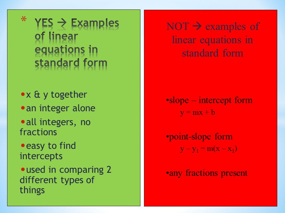 Standard Form Linear Equation Talkchannels Goal Write A Linear Equation In Standard Form Use The