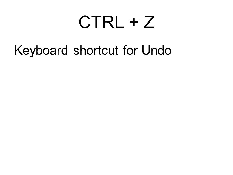 CTRL + Z Keyboard shortcut for Undo