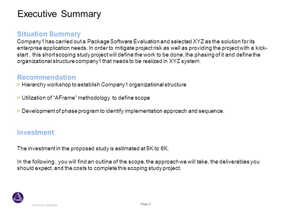 executive summary structure