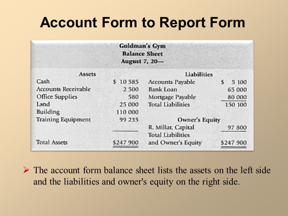 report form balance sheet
