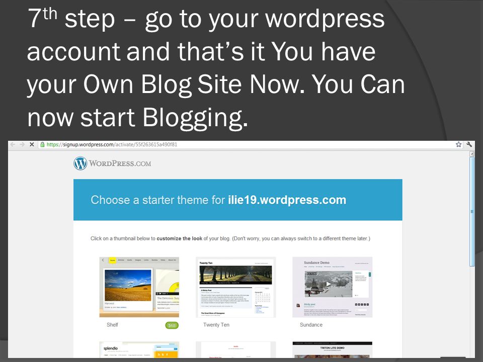 7 th step – go to your wordpress account and that’s it You have your Own Blog Site Now.
