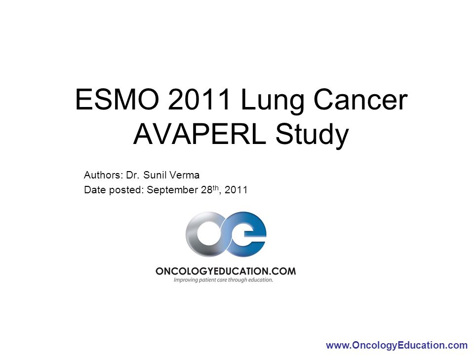 ESMO 2011 Lung Cancer AVAPERL Study Authors: Dr.