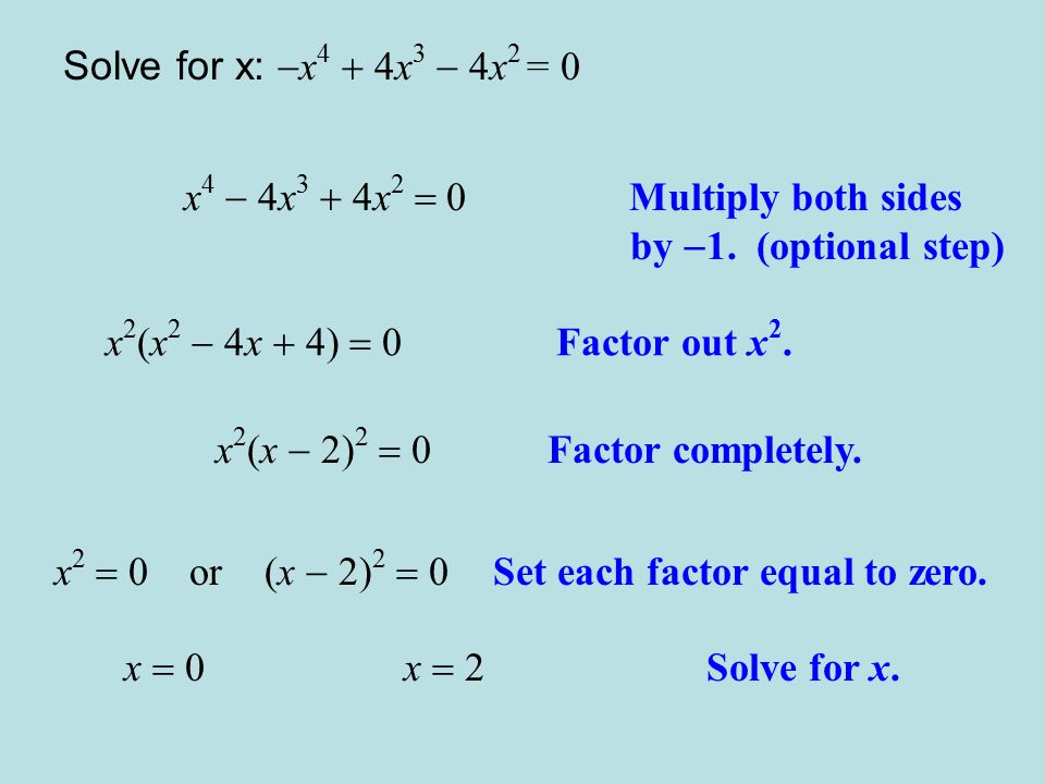 Aim What Are The Higher Degree Function And Equation Do Now A 8 We Can Treat This Equation As A Quadratic Factor Set Each Binomial Equals Zero X 2 0 1 Solve For