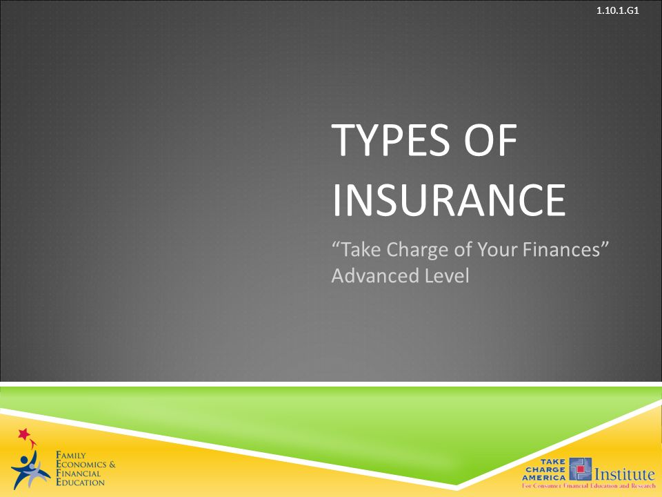 © Family Economics & Financial Education – Updated May 2012 – Types of Insurance – Slide 1 Funded by a grant from Take Charge America, Inc.