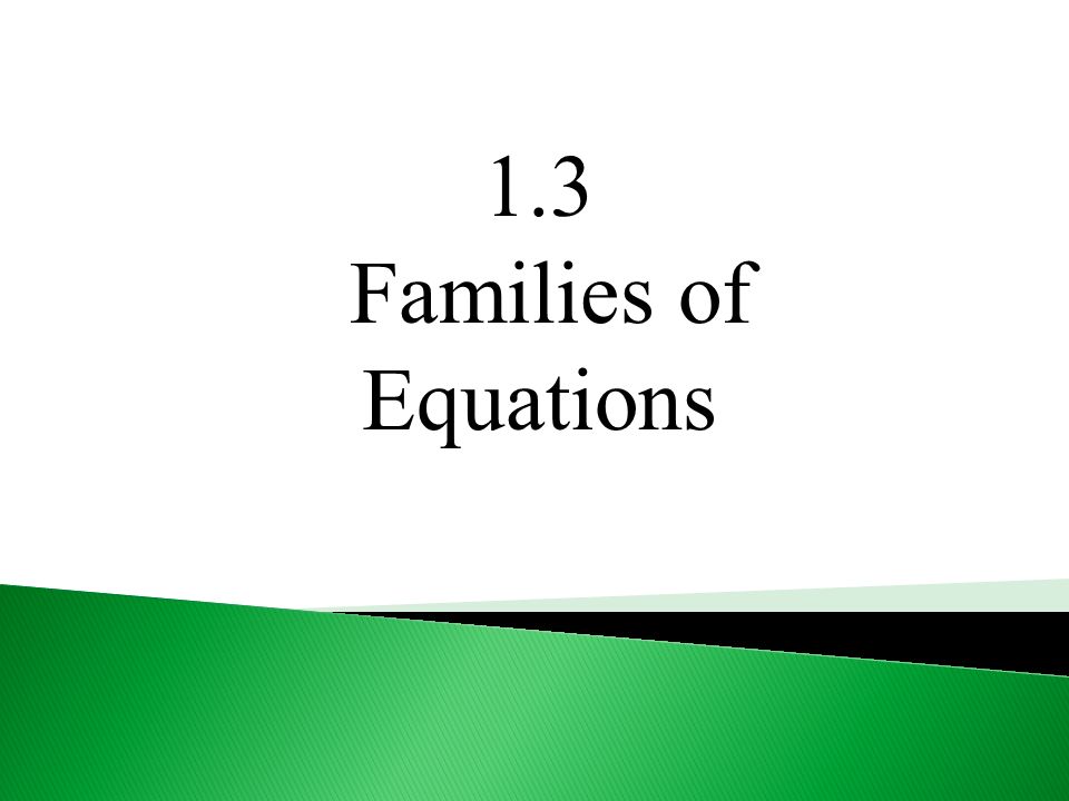 1.3 Families of Equations