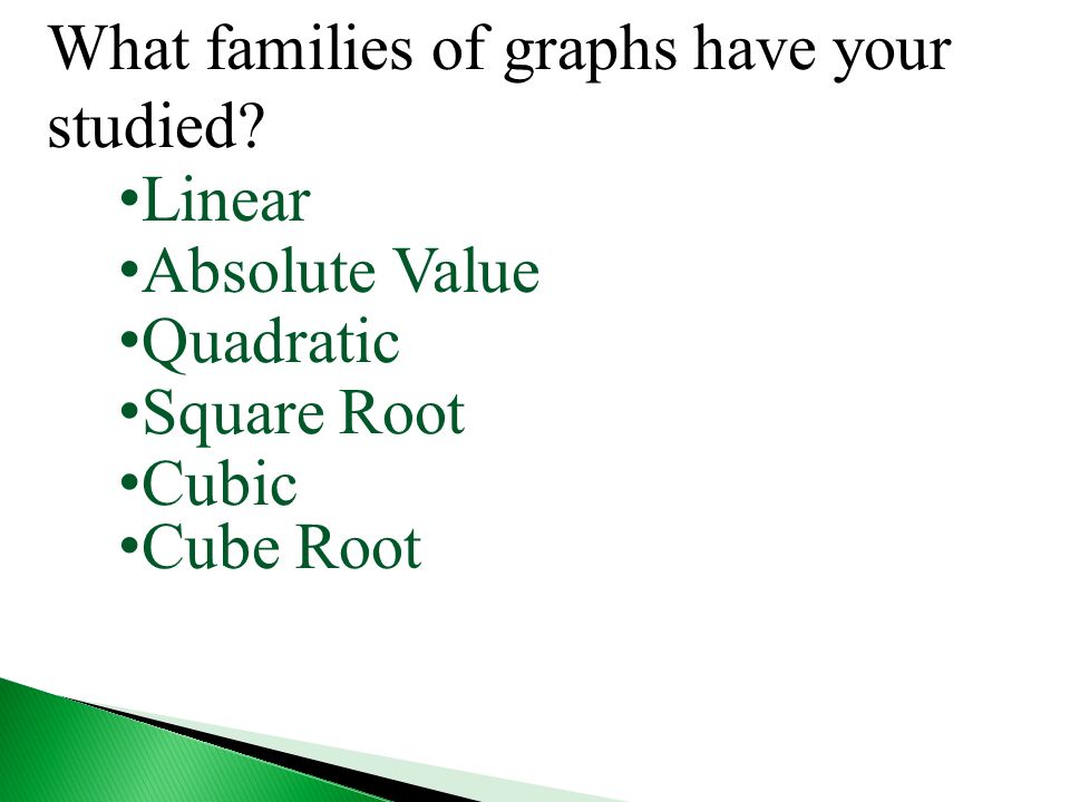 What families of graphs have your studied.