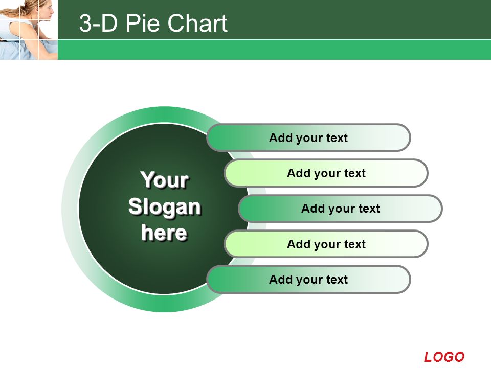LOGO 3-D Pie Chart Add your text YourSloganhereYourSloganhere