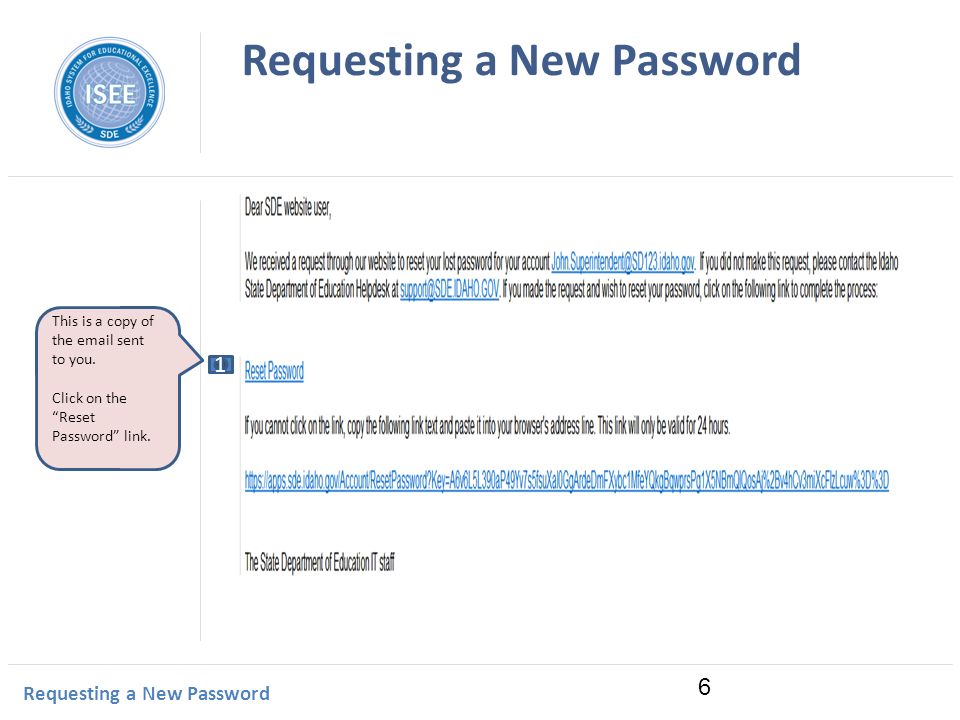 Idaho Instructional Management System Requesting a New Password This is a copy of the  sent to you.