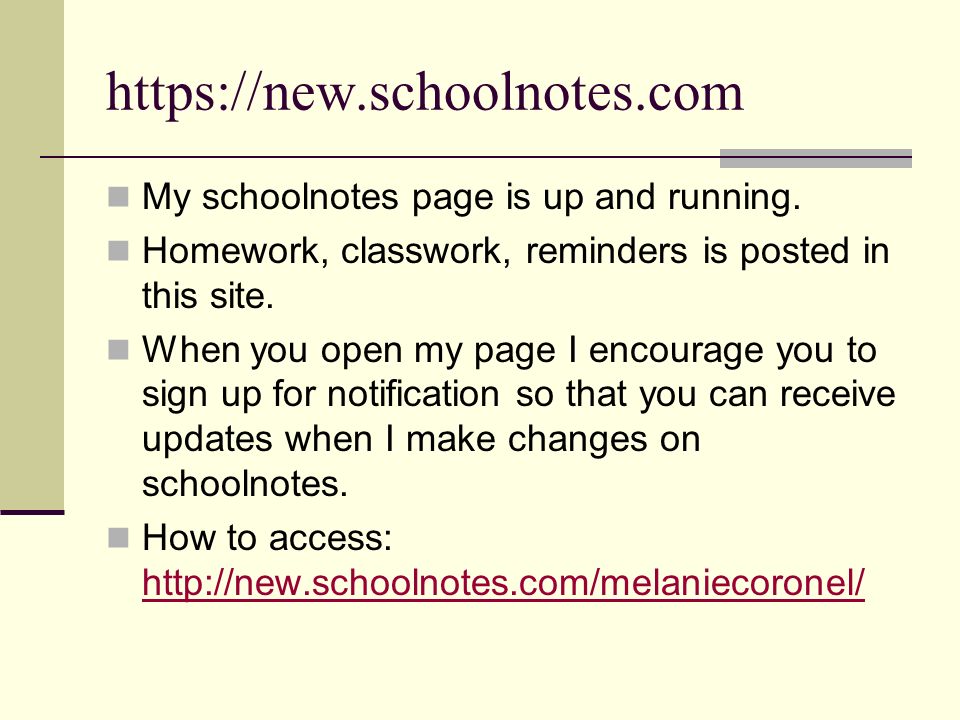My schoolnotes page is up and running.