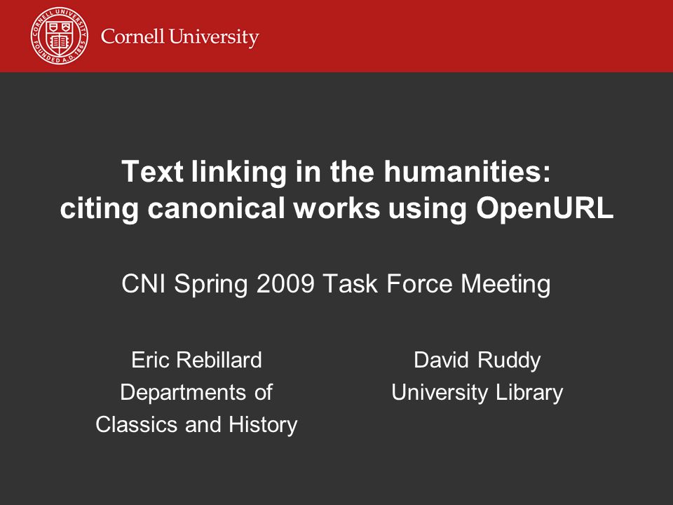 text linking in the humanities citing canonical works using openurl canonical works