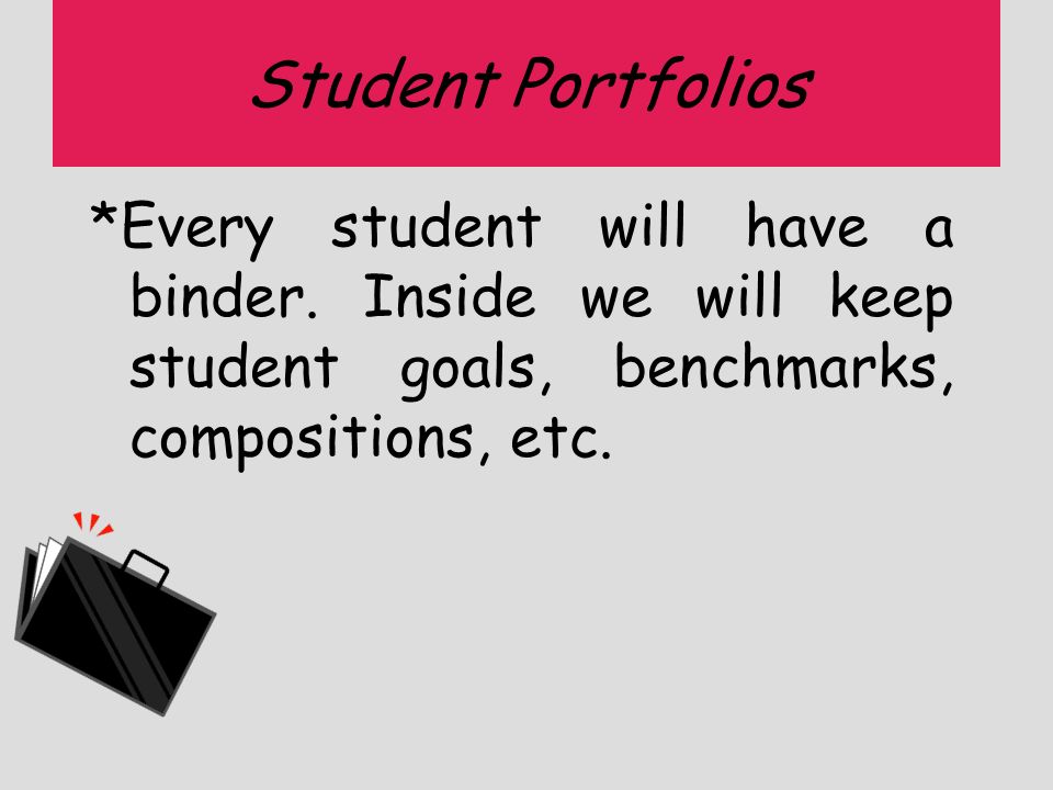 Student Portfolios *Every student will have a binder.