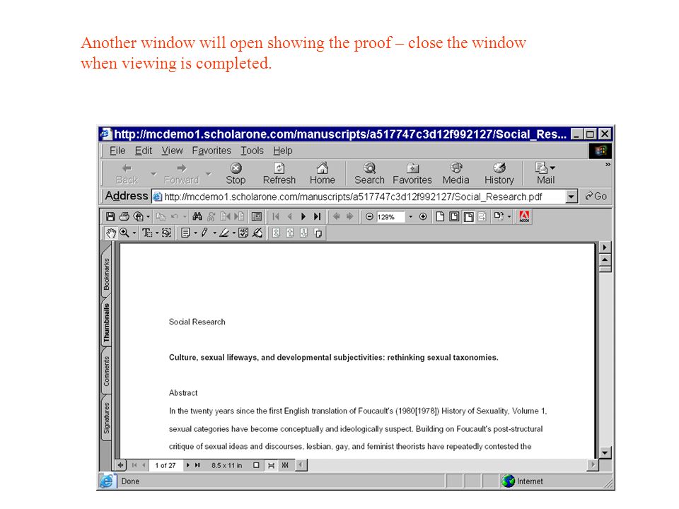 Another window will open showing the proof – close the window when viewing is completed.