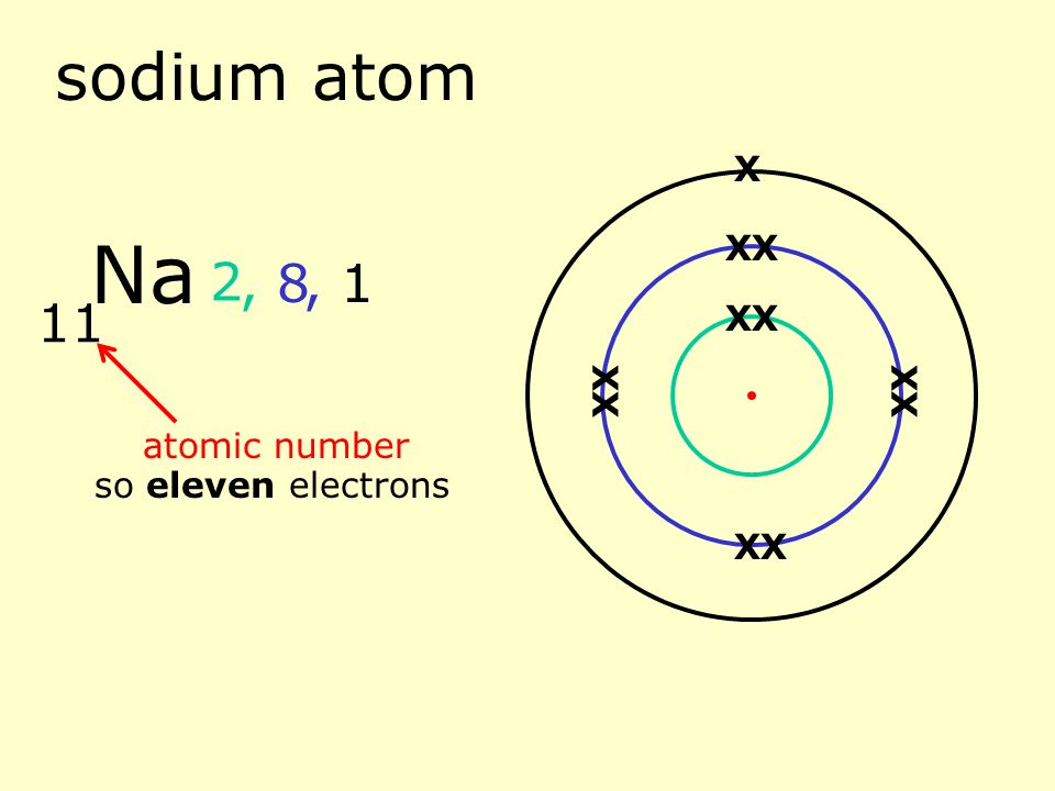 neon atom 10 atomic number so ten electrons 2, 8 Ne XX XX X X XX X X