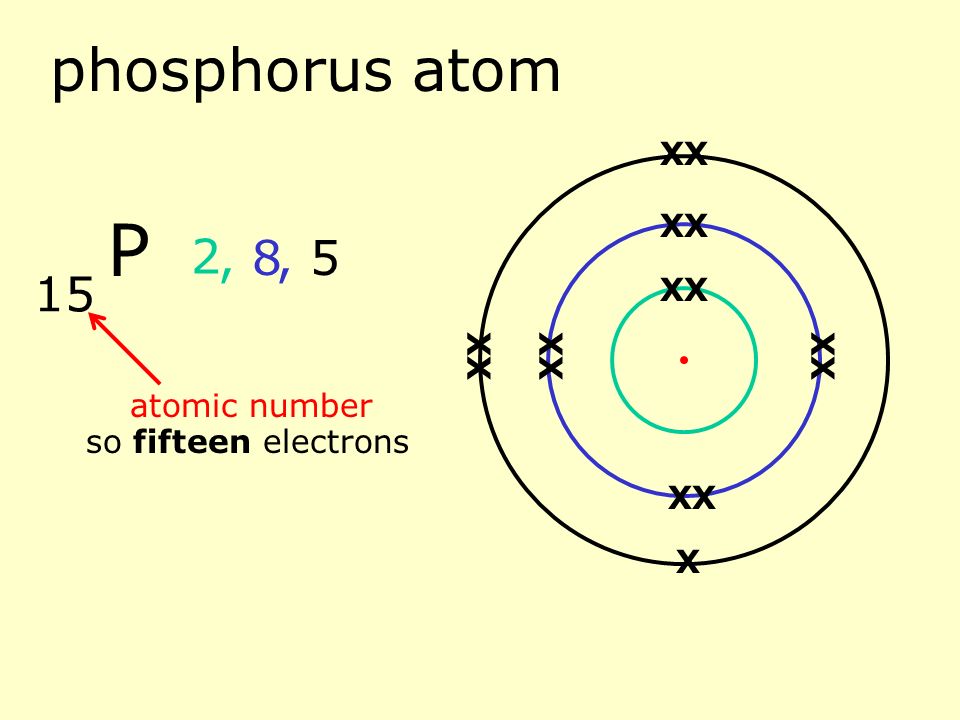 silicon atom 14 atomic number so fourteen electrons 2, 4, 8 Si XX XX XX XX XX XX XX