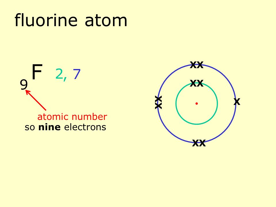 oxygen atom 8 atomic number so eight electrons 2, 6 O XX XX XX XX