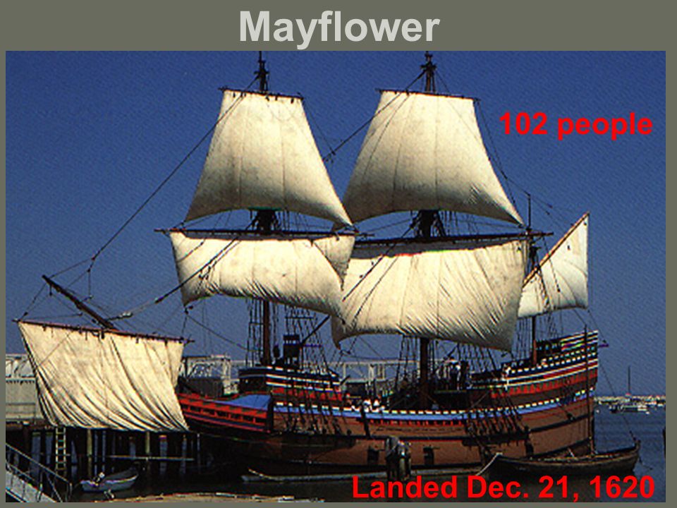 Mayflower 102 people Landed Dec. 21, 1620