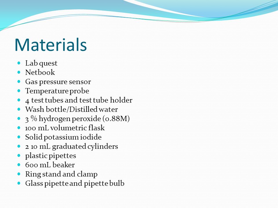 The Decomposition Of Hydrogen Peroxide In Aqueous Solution Happens 3 Materials