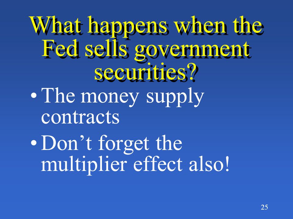24 What happens when the Fed purchases government securities.