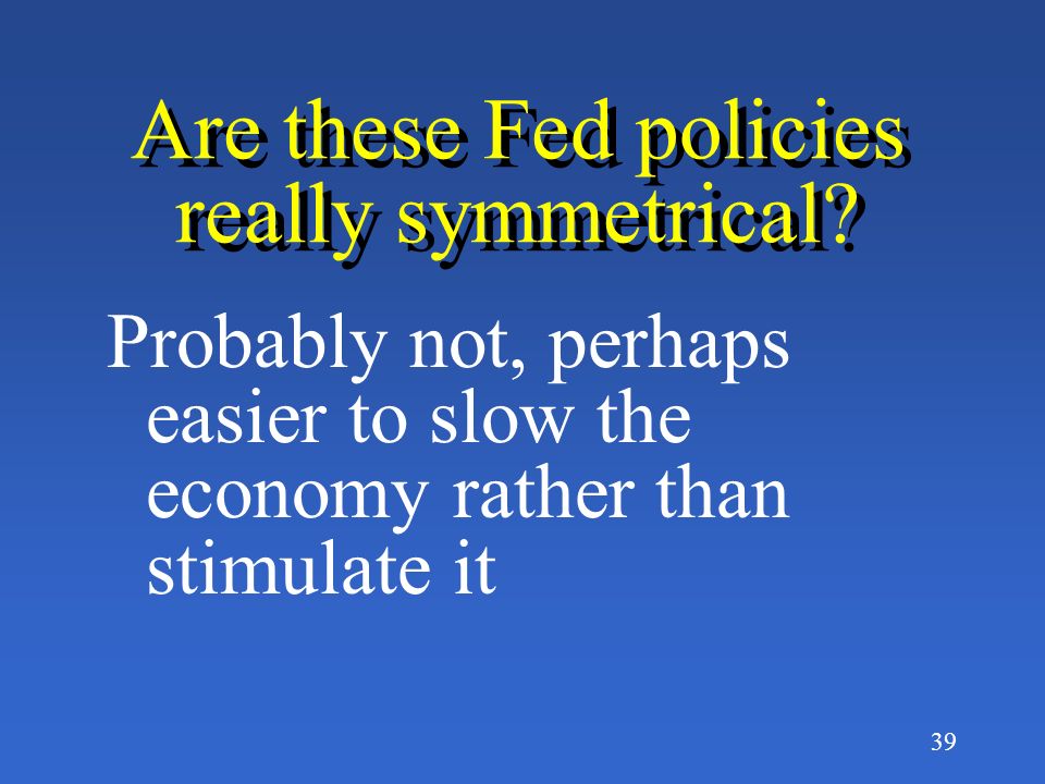 38 To fight unemployment, what are possible policies of the Fed.