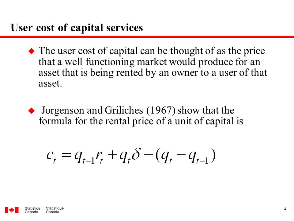 1 An Evaluation Of Alternative Methods Estimating Capital 4 User Cost Of Capital Services U The Can Be Thought