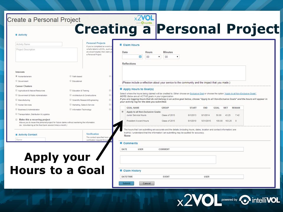 Creating a Personal Project Apply your Hours to a Goal