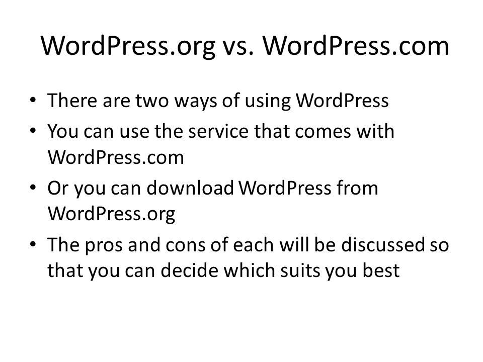 WordPress.org vs.