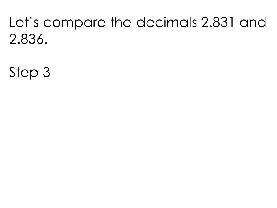 Let’s compare the decimals and Step 3