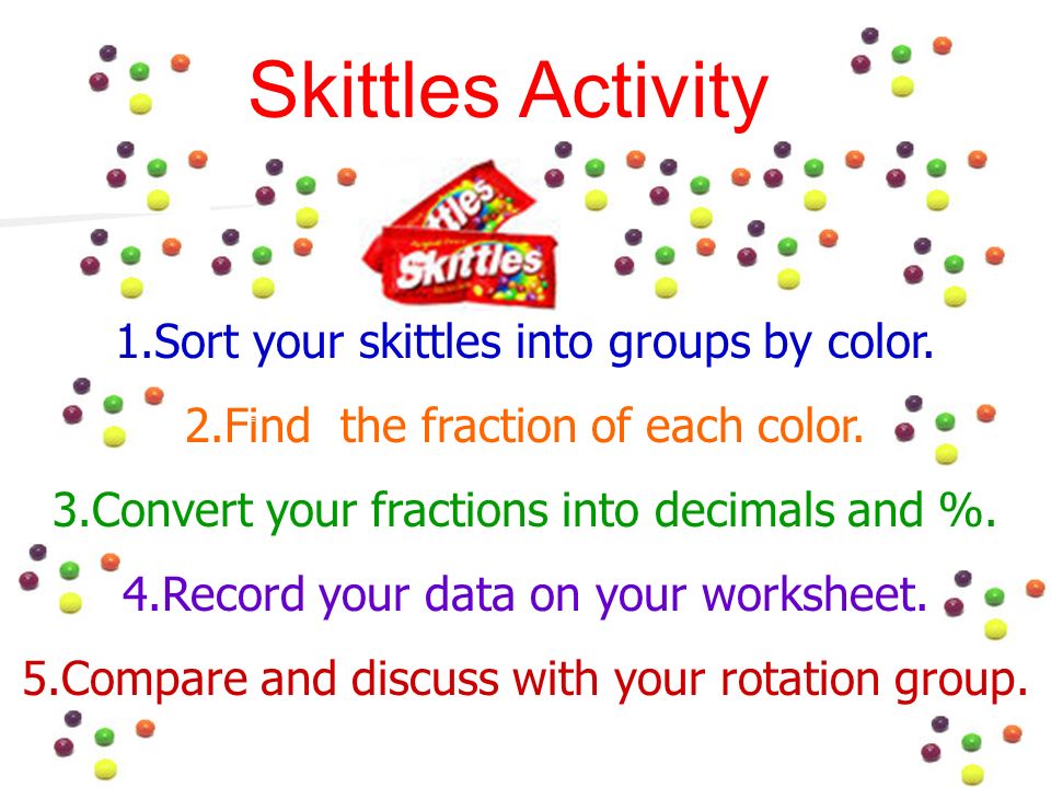 Skittles Activity 1.Sort your skittles into groups by color.