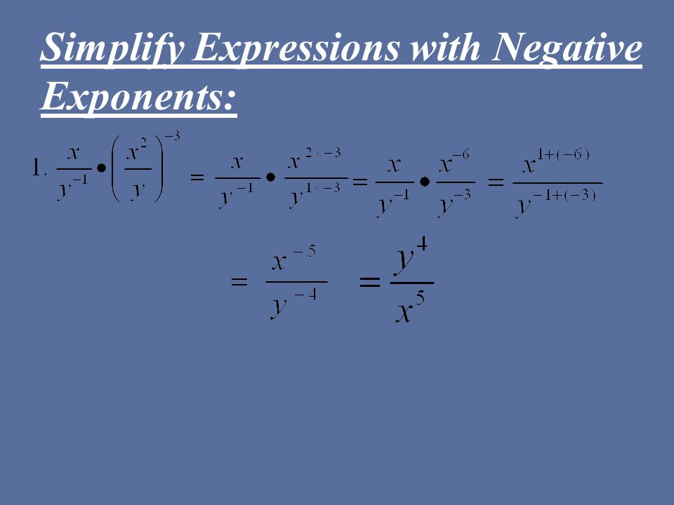 Simplify Expressions with Negative Exponents: