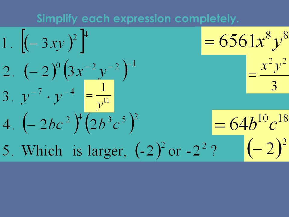 Simplify each expression completely.