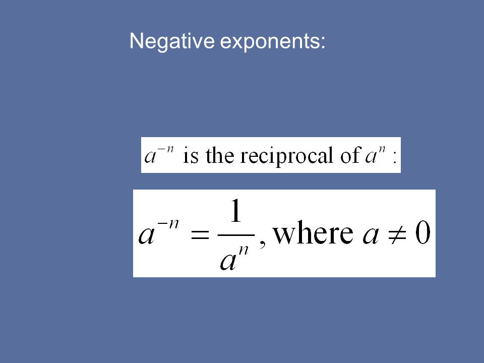 Negative exponents: