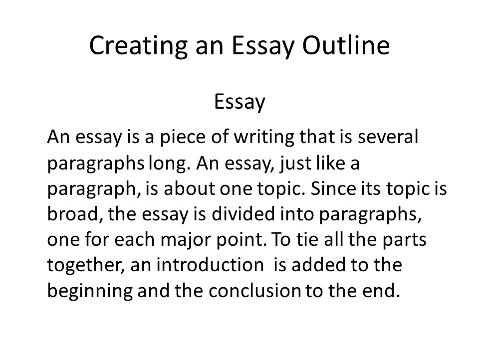 Essay outline topic sentence