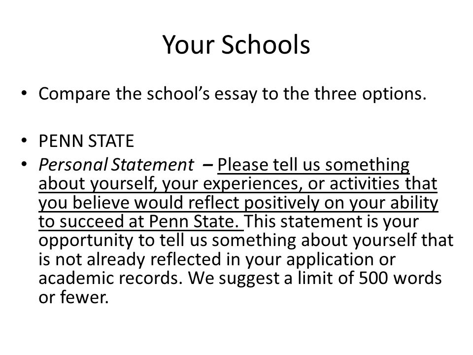 Penn state personal statement question