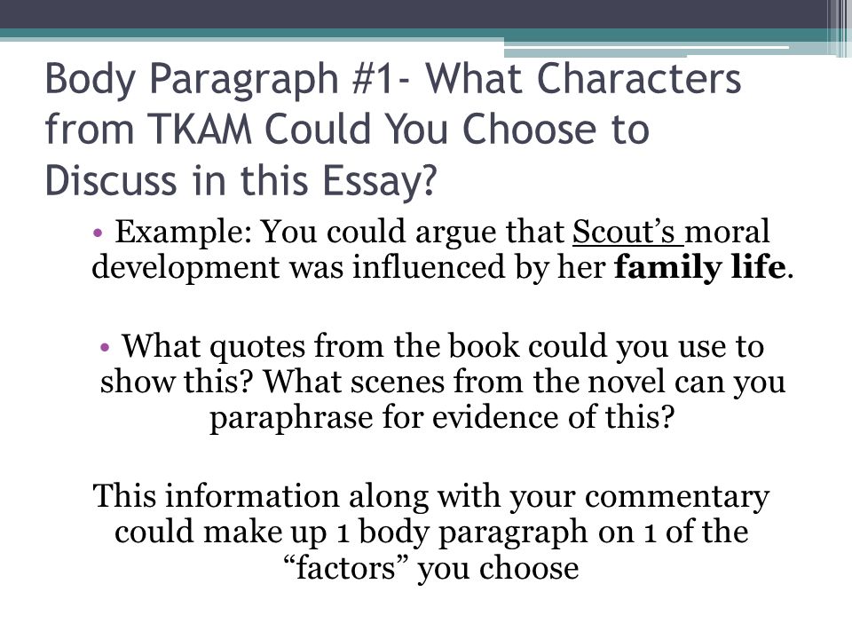 Body Paragraph #1- What Characters from TKAM Could You Choose to Discuss in this Essay.