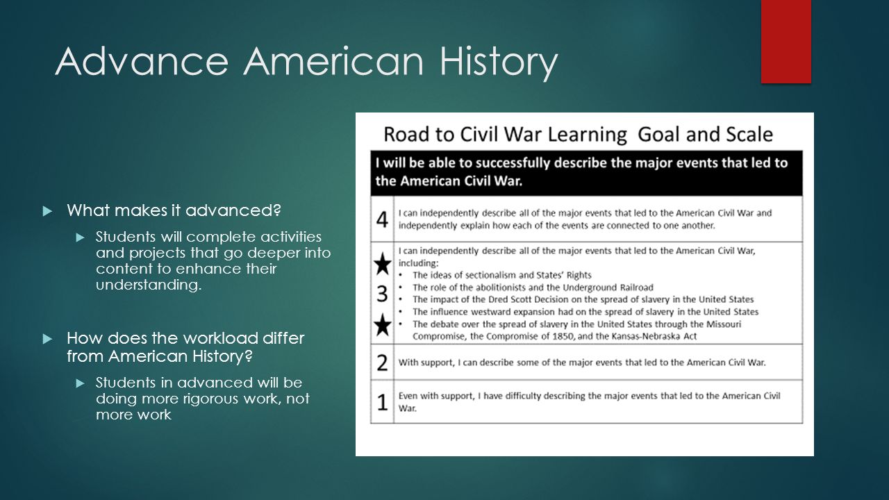 Advance American History  What makes it advanced.