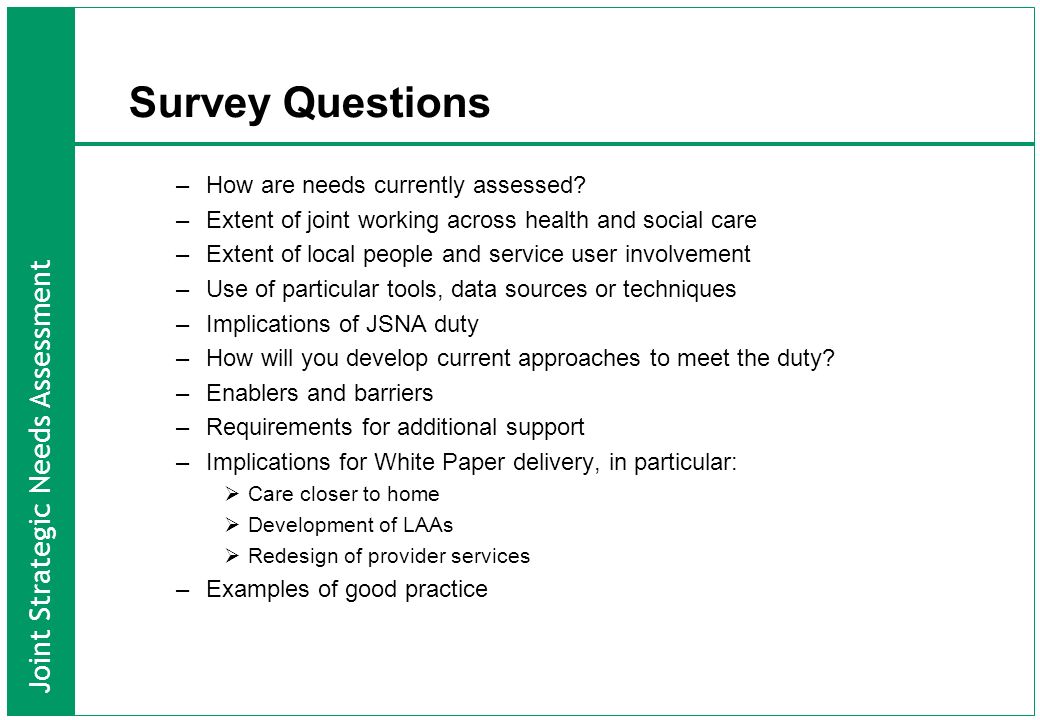 needs assessment survey questions