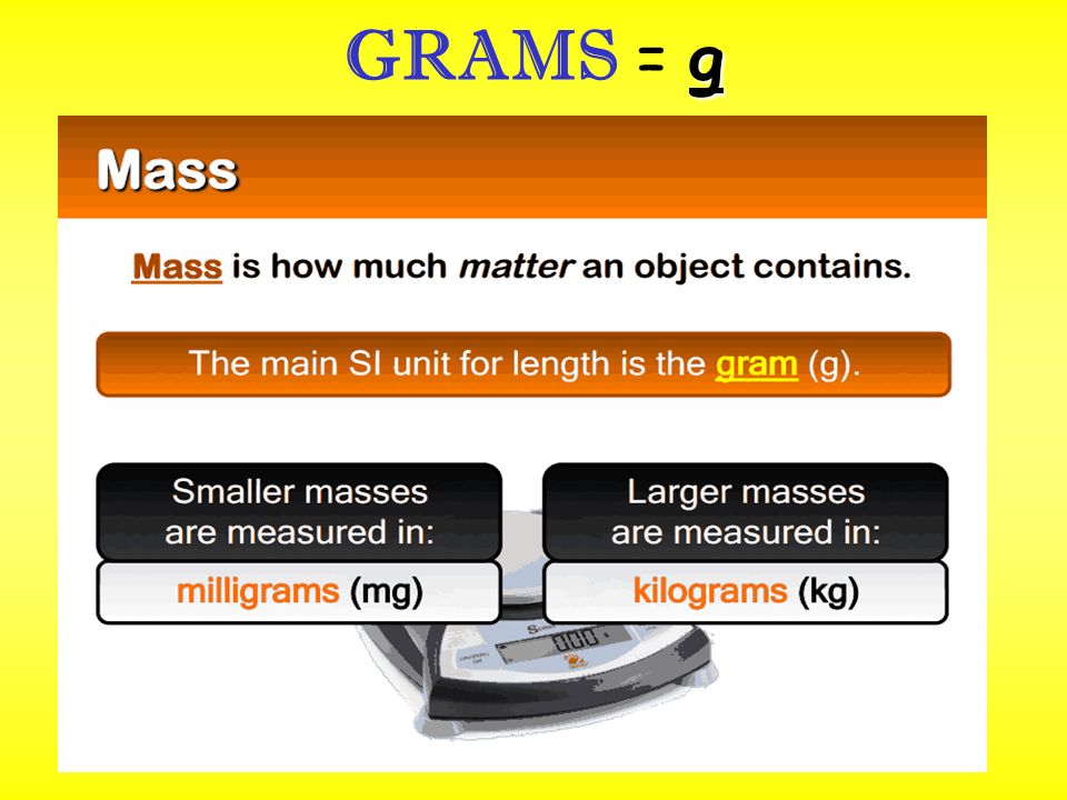 g GRAMS = g