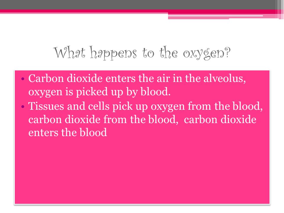 What happens to the oxygen.