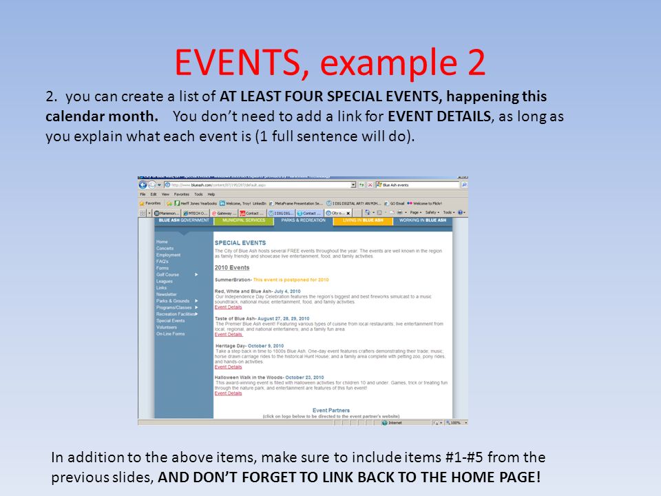 EVENTS, example 2 2.
